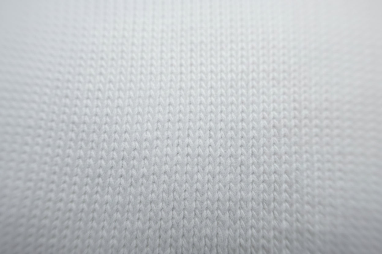 Close-up of a textured white supima cotton fabric 